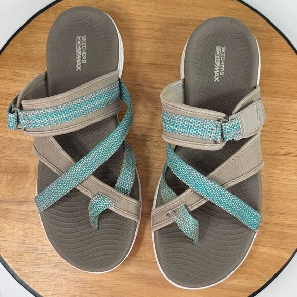 Skechers Performance On The Go 600 Glow Strappy Outdoor Sandals Taupe Green 10 - Picture 9 of 12